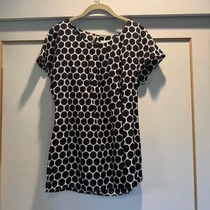 Boden Black & White Polka Dot Short Sleeve Blouse